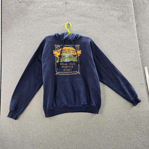 VINTAGE Sierra Nevada Pale Men Hoodie L Blue Graphic Print Fleece Label - Picture 1 of 10